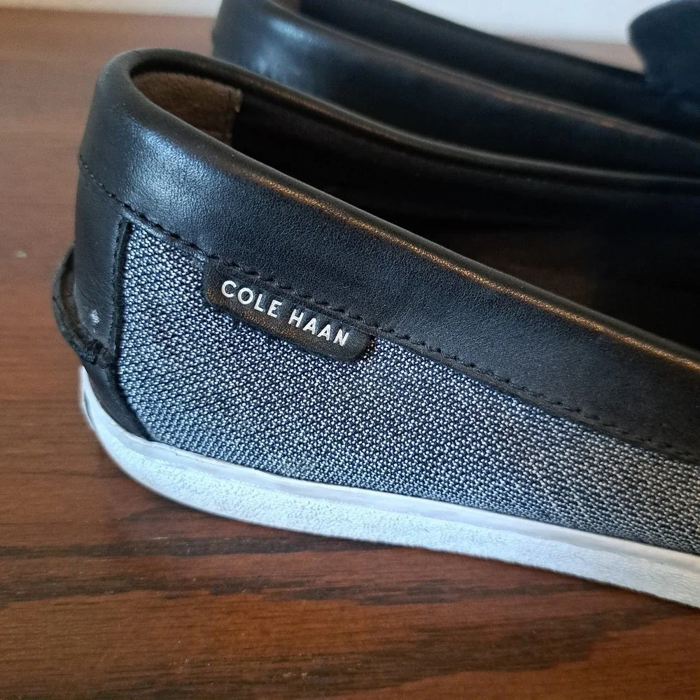 Cole Haan Pinch Maine Classic Grey Textile Black Leather Penny Loafers C21842 9M